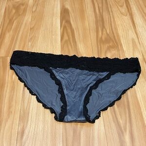 Victoria's Secret Black Lace and Gray Fabric Panties